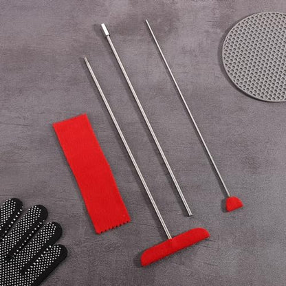 4pcs Grand Piano Soundboard Cleaning Tools, Big & Small Brush Head Cleaning Tool with Extension Rod and Soft Fiber Cloth Piano Cleaning Kit Piano Soundboard Cleaner | Tool with Extension Rod and Soft Fiber Cloth Piano Cleaning Kit Piano Soundboard Cleaner