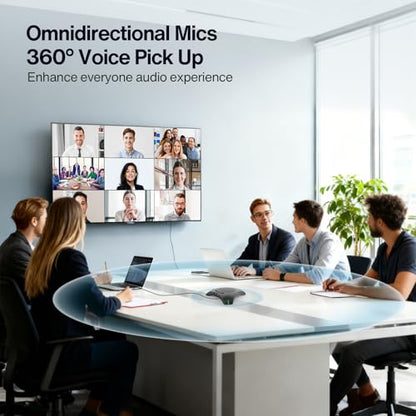 Conference Speaker and Microphone, USB Speakerphone with 360° Omnidirectional Voice Pickup, Smart Voice Enhancement, Hi-Fi Sound, Echo & Noise Reduction for Business, Home Office, Online Meeting