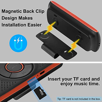 Skybess Bluetooth Car Speaker for Cellphone, Portable Bluetooth 5.3 Handsfree Speakerphone Wireless Music Player Car Kit with Visor Clip, Supports Siri & Google Assistant | TF Card Play