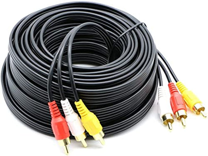 3 RCA Cable Audio Video Composite Male to Male DVD Cable (30 Feet) - size: 30 Feet