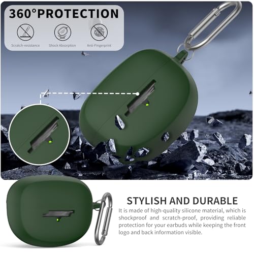 for New Bose Ultra Open Earbuds Case(2024), Green | Silicone Shockproof Protective Cover for Bose Open Ear Wireless Earbuds Accessories with Carabiner - color: Green