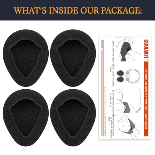 SOULWIT 2 Pairs Replacement Automobile Headphone Earpads Compatible with Infrared Wireless Headphones, Ear Pads Cushions for GM Ford Toyota Nissan Honda Entertainment DVD Player Systems (Foam)