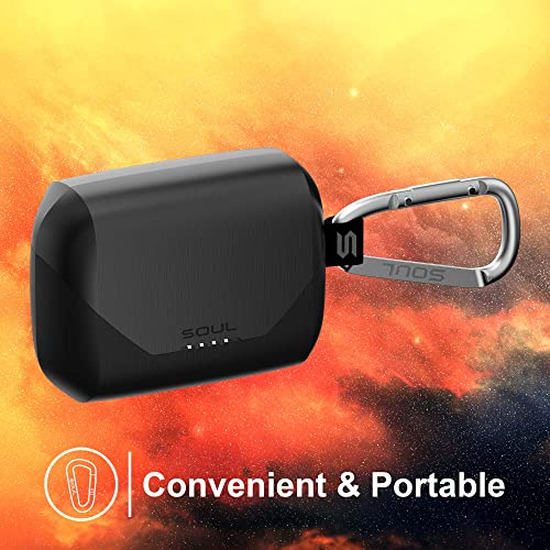 New Soul S-Play Bluetooth Wireless Earbuds | 40ms Low Latency, Gaming, and Entertainment In-Ear Headphones with Microphone | Water Resistant, Wireless Charging Case, 28 Hours of Playtime | Omega Black