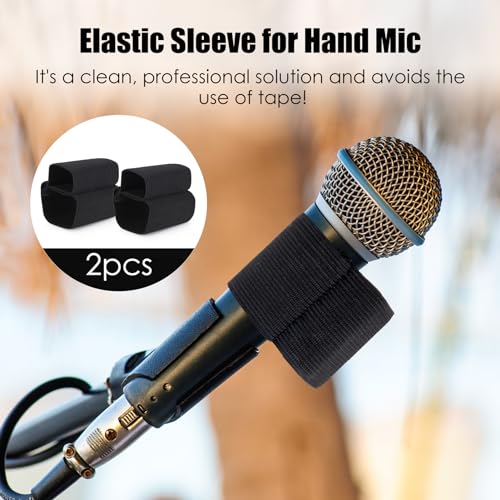 YOUSHARES Handheld Microphone Elastic Sleeve, Compatible with Attach DJI Mic 2 Wireless on Handheld Mic (Shure SM58, Behringer XM8500) for Clearer Audio for Weddings,Toasts,Interviews,DJ Hosting(2pcs)