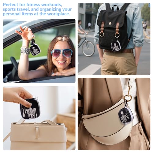 Unique Patterned Portable EVA Earbud Case with Carabiner | Printed Earbud Holder With Sturdy Carabiner, Multi-Use Storage For Earphones, Headphones, SD Cards & Small Electronic Chips - color: Skeleton