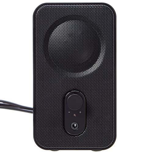 Amazon Basics AC-Powered Computer Speakers for Desktop or Laptop PC with Volume Control, Headphone Jack, Black (US Version) - size: 1-Pack, style: AC