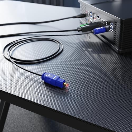 KabelDirekt – TOSLINK Cable Slim – 16ft – Soundbar | TOSLINK to TOSLINK, digital S/PDIF cable, stereo system/amplifier, home theater, Xbox One/PS4 - color: Black-Blue, size: 16ft