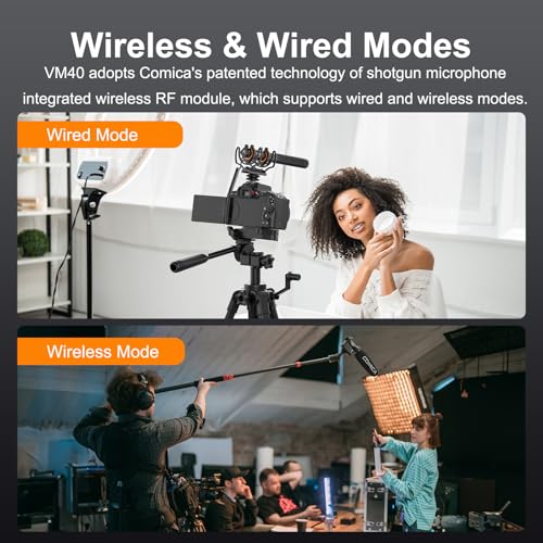 COMICA VM40 Shotgun Microphone – 48kHz/32-bit Float Recording, Wired & Wireless Modes, 32GB Onboard Storage – Compatible with Canon, Nikon, Sony Cameras & Camcorders for YouTube, Interviews & Filming