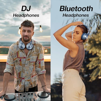 OneOdio A70 Bluetooth Over-Ear Headphones, Hi-Res Wired DJ Studio - SB | Wireless over-ear headphones with 72H playtime, 3.5mm/6.35mm wired jacks for studio monitoring, mixing, guitar, amp and PC - color: Sky Blue