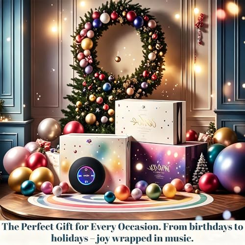 Mini Bluetooth Shower Speaker Black, Silicone Suction Cup Portable Speaker with LED Lights, IPX4 Waterproof, Built in Mic, for Bathroom Kitchen Outdoors, Ideal Gifts (Black) - color: Black