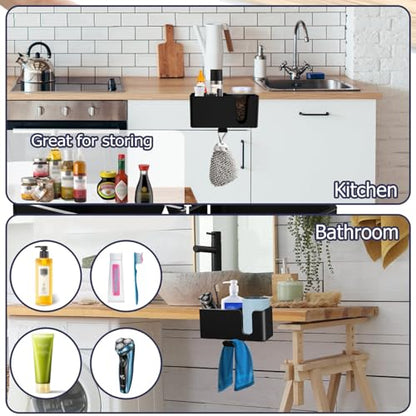 Yinqster 2/3/4 in 1 Desk Cup Holder and Headphone Hanger,Clip on Cup Holder with Rotating Headphone Stand & 2 Wire Holes,Detachable Side Desk Organization for Table,Office Accessories - size: 4 in 1 Medium