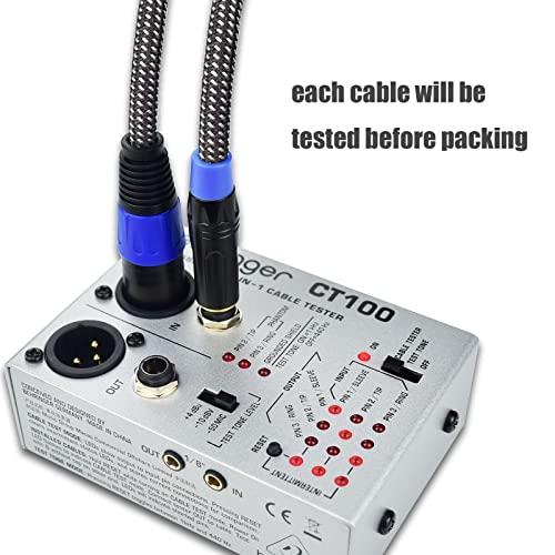 Balanced 1/4" TRS to XLR Male Patch Cable, 35Feet Quarter Inch 6.35mm to 3pin XLR Male Microphone Cable, Heavy Duty Nylon Braided, Gold Plated Plug, for Mixer, Speaker, Studio Monitor -2Pack - size: 35Feet, 2Pack