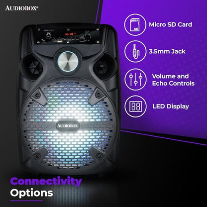 Audiobox Bluetooth Party Speaker with Stand & Wired Microphone, 8" Woofer