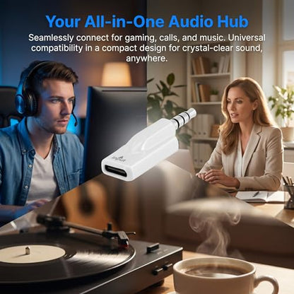 2 Pack USB C to 3.5mm Headphone Jack Adapter, Type C Female to 3.5mm Male Aux Audio Converter Digital DAC Adapter for Microphone Speaker Headset Car Stereo, Compatible with PC Laptop Tablet