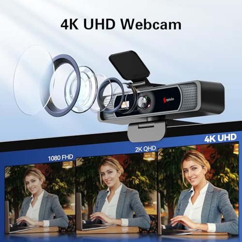 Angetube Wide Angle 4K Webcam for PC, 120° FOV Video Conference Web Camera | PDAF Autofocus, 2 Noise-Cancelling Mics, 1080P@60FPS, Auto Light Correction, USB-A/C, Privacy Cover, for Mac Laptop Desktop - size: PDAF 4K Webcam with Wide Angle