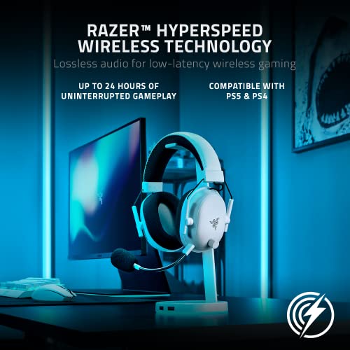 Razer BlackShark V2 Pro Wireless Gaming Headset: THX 7.1 Spatial Surround Sound - 50mm Drivers - Detachable Mic - for PC, PS5, PS4, Switch, White - color: White
