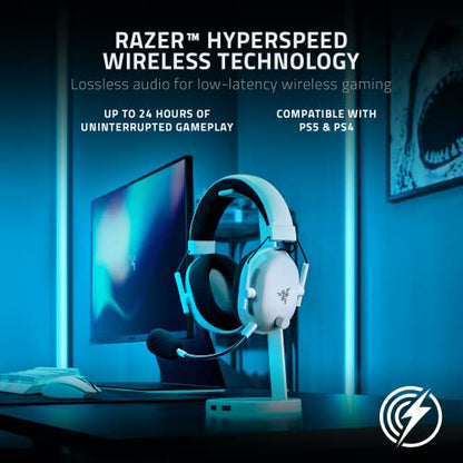 Razer BlackShark V2 Pro Wireless Gaming Headset: THX 7.1 Spatial Surround Sound - 50mm Drivers - Detachable Mic - for PC, PS5, PS4, Switch, White - color: White