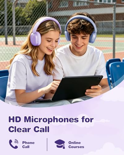 Wentronic Kids Headphones Wireless Bluetooth 5.4,Foldable Over Ear Headphones with 3.5mm Wired Mode,Safe Volume Limit,48H Playtime,Clear Calls,HD Sound for Toddlers/Children/School/Travel,Purple - color: Purple
