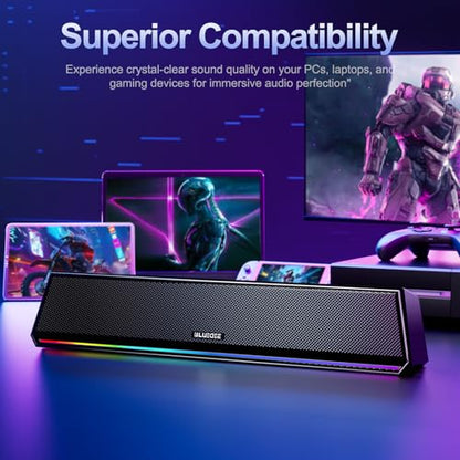 Bluedee Computer Speakers for Desktop PC, Bluetooth & USB PC Sound Bar RGB