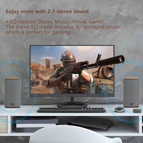 KEiiD 2.1 Bluetooth Computer Speakers with Wireless Subwoofer and Wireless Touchpad for Desktop Laptop Pc Stereo Gaming Speakers, 4 EQ Modes, Aesthetic Style with Great Sound Quality