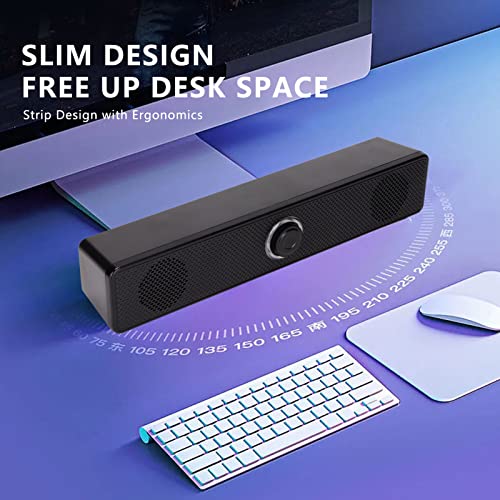 Wired Computer Speaker with Volume Control, USB Powered | Slim Soundbar for Desktop PC, Laptop, Monitor, 3.5mm Audio Input, Plug and Play