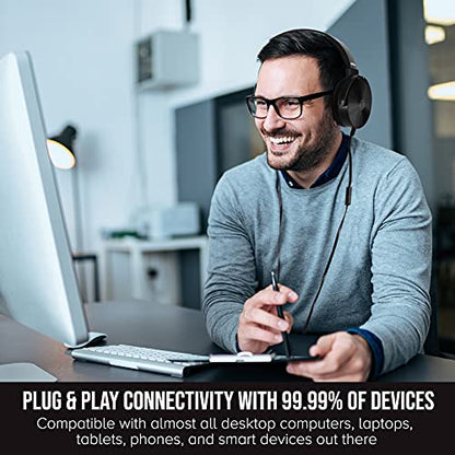 Sonitum Premium Classroom Headphone & Mic Set 3.5mm Jack Stereo Sound Earphones with Microphone & Soft Swivel On Ear Pads- Perfect for E-Learning, Meetings, Calls - Bulk Pack of 5 (Black) - color: 5 pack Black, size: 5 Pack