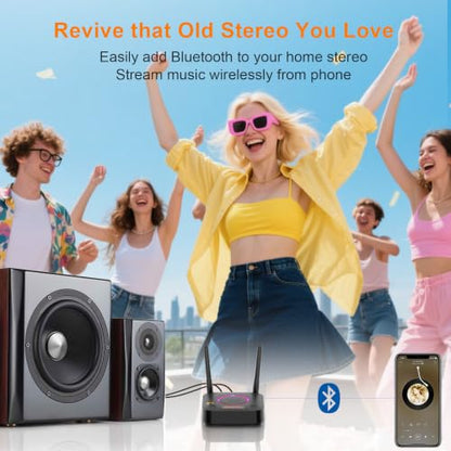 1Mii B06Ultra Bluetooth 5.3 Receiver with LDAC for Hi-Res Wireless Audio, HiFi Bluetooth Audio Adapter w/Audiophile DAC, 3D Surround aptX HD Low Latency, Optical AUX 3.5mm Coaxial for Home Stereo - color: B06Ultra Black