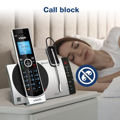 VTech-Cordless Phone with Answering Machine with DECT 6.0 Headset, Bluetooth, Connect to Cell, Caller ID/Call Waiting, Handset Intercom,1,000 Name & Number Phonebook -DS6771-2 Silver/Black - size: Handset + Headset, style: Handset + Headset
