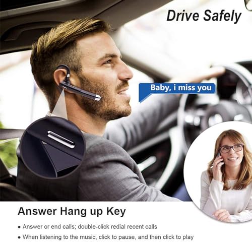 Wireless Headset Business Earpiece 30Hrs Playtime with 450mAh Charging Case Built-in Mic Noise Cancelling Headphone Handsfree Sports Earphone for Android iOS Driving Trucker Driver Business Office - color: Black