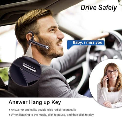 Wireless Headset Business Earpiece 30Hrs Playtime with 450mAh Charging Case Built-in Mic Noise Cancelling Headphone Handsfree Sports Earphone for Android iOS Driving Trucker Driver Business Office - color: Black