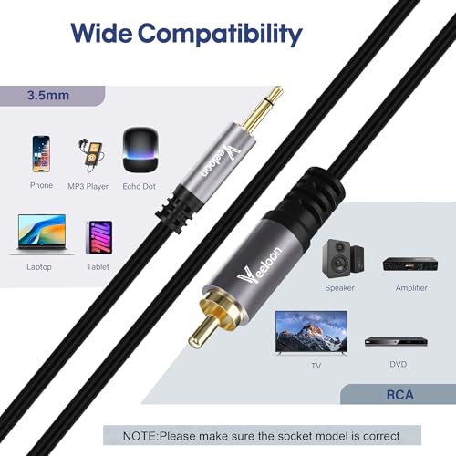 RCA to 3.5mm Mono Aux Audio Adapter Cable 4 FT, 1/8" inch Monaural Male to RCA Male Converter Cord, Gold-Plated Plug for Speakers, Subwoofer,Trigger Cable for Pre-Amp,TV - size: 4FT, style: 1/8 TS to RCA