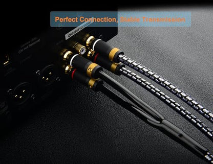2 RCA to 2 RCA Audio Cable Silvered-Plated OFC Core 24K Gold-Plated Pure Copper Shell Braided for Home Theater HDTV Amplifiers Hi-Fi Systems Speakers and More (2.5FT/0.75m) - size: 2.5 ft