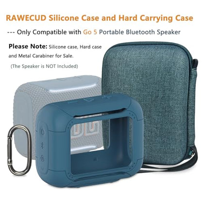 Protective Case for JBL Go 5 Portable Bluetooth Speaker | Accessories Hard Carrying Case and Silicone Cover with Metal Carabiner (Blue Case) - color: Blue Case