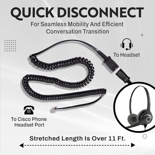 INNOTALK - Cisco Phone Headset, Binaural Wired Headset with Microphone + Quick Disconnect RJ9 Adapter, Wired Headphones, Headset Works for Most Cisco Phones, Cost Effective Corded Headset - size: Superb-Binaural