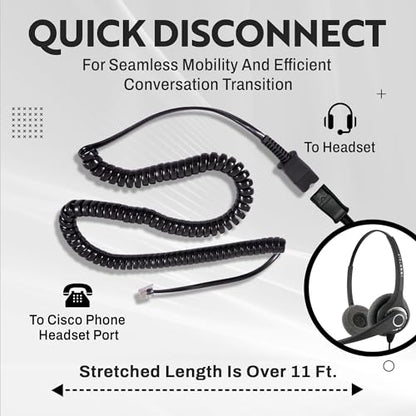 INNOTALK - Cisco Phone Headset, Binaural Wired Headset with Microphone + Quick Disconnect RJ9 Adapter, Wired Headphones, Headset Works for Most Cisco Phones, Cost Effective Corded Headset - size: Superb-Binaural