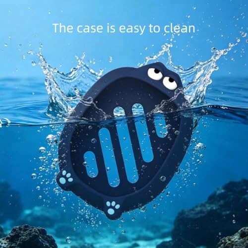 Soft Silicone Case for JBL CLIP5 Bluetooth Speaker Protective Cover Anti-Slip and Anti-Fall Fun Design with Paw Prints & Eyes Solid-Color Protector Sleeve (Blue) - color: Blue