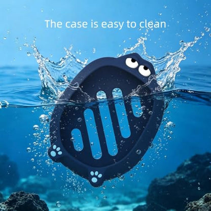 Soft Silicone Case for JBL CLIP5 Bluetooth Speaker Protective Cover Anti-Slip and Anti-Fall Fun Design with Paw Prints & Eyes Solid-Color Protector Sleeve (Blue) - color: Blue