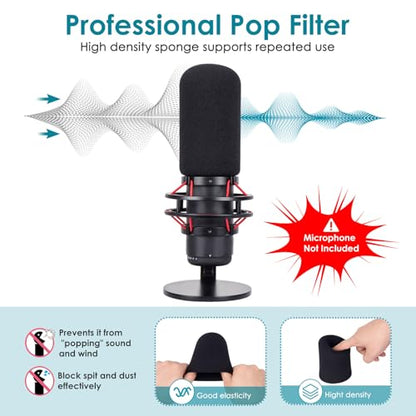 Red Mic Arm Compatible with HyperX QuadCast S - Premium QuadCast S Microphone Boom Arm for Gaming, Streaming by YOUSHARES, NB35 - color: Red