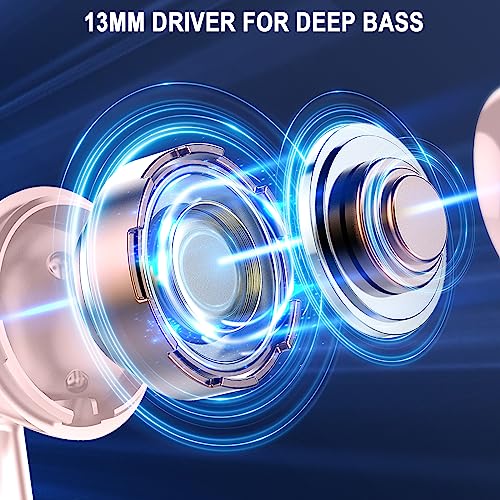 Wireless Earbuds, Bluetooth 5.4 Ear Buds, LED Power Display, 6D Bass Stereo | 4 ENC Noise Cancelling Mic, HiFi Stereo, In-Ear Headphones, 40H Playback Mini Case, IP7 Waterproof Sports, for Android iOS - color: Pink