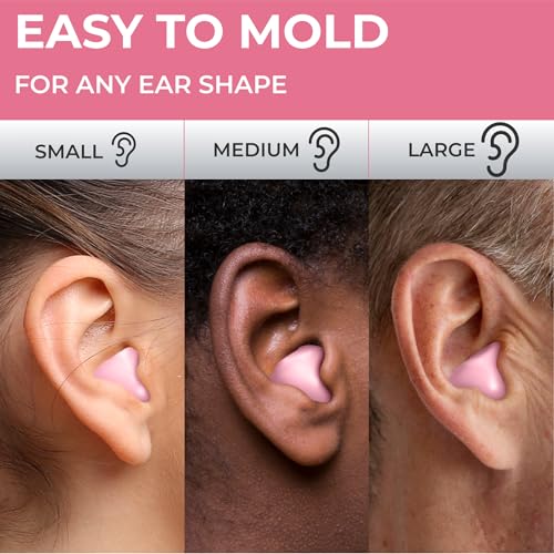 Peace&Quiet | PQ Silicone Ear Plugs for Sleeping - 15 Wax Earplugs for Sleep and Swimming, Soft Ear Covers for Sleeping, Wax Ear Plugs Noise Cancelling 32Db, Pink - color: Pink