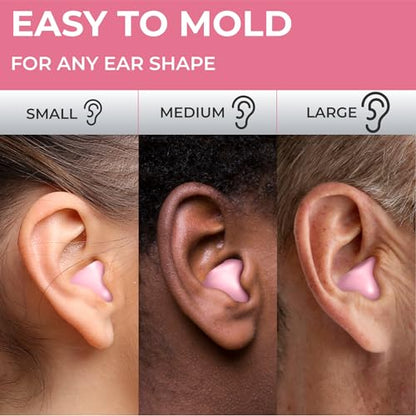 Peace&Quiet | PQ Silicone Ear Plugs for Sleeping - 15 Wax Earplugs for Sleep and Swimming, Soft Ear Covers for Sleeping, Wax Ear Plugs Noise Cancelling 32Db, Pink - color: Pink