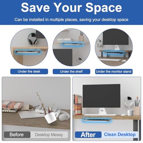 Under Desk Laptop Mount for Lenovo,HP,Asus,Acer Laptop Under Desk Holder with Anti-Scratch Pads Compatible with Laptop,Mac mini,MacBook,Keyboard Under Desk Laptop Shelf with Headphone Hanger