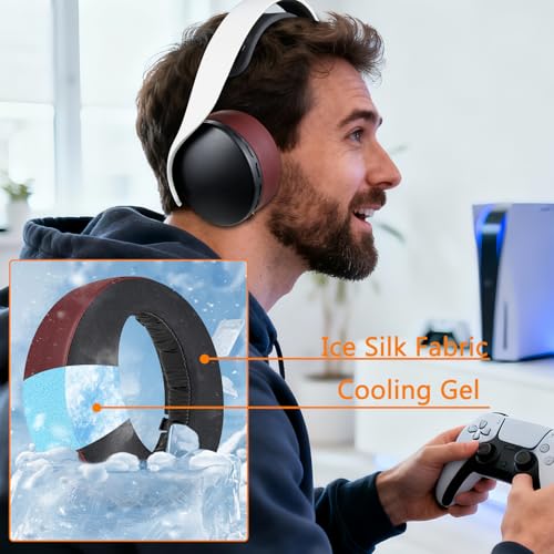 SOULWIT Earpads for Sony PS5 Pulse 3D Wireless Headset, Cooling Gel Replacement Ear Pad Cushions with Noise Isolation Foam - Burgundy - color: Burgundy