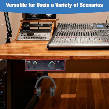 Metal Under Desk Mount for Focusrite Scarlett 2i2 4th Gen with Adjustable Headphone Hanger Stand, Metal Under Desk Mount for Audio Interfaces and Studio Gear (Only for Focusrite Scarlett 2i2 4th Gen)