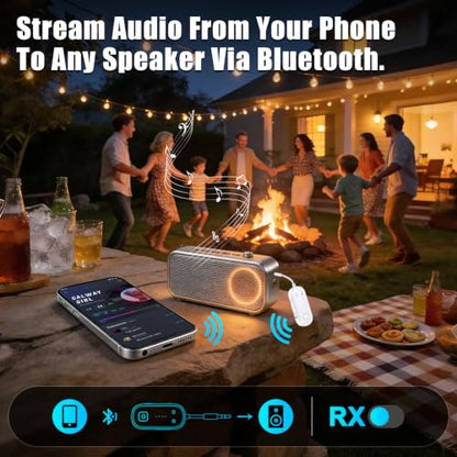 Premium Bluetooth 6.0 Transmitter Receiver – 2-in-1 Adapter | For TV, plane, gym, car & home. Dual Link for 2 headphones. Low latency, stable. Works with all AirPods & wireless headphones - color: White