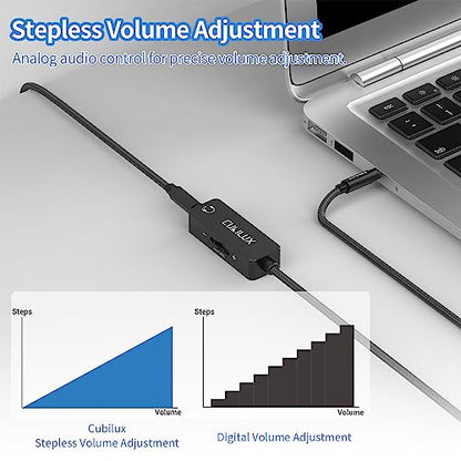 3.5mm TRRS Volume Attenuator Cable, 1/8-inch Headphone Extension Cord with Audio Volume Control, in-Line Volume Controller for Earphones, Speaker, 4 Feet