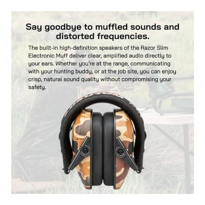 Walker's Razor Slim Electronic Earmuffs | Protective Case - color: Duck Camo