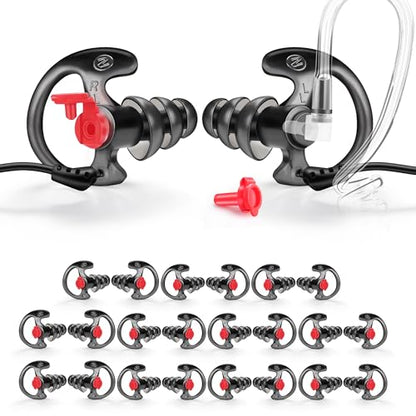 Zeadio Triple Flanged Earpiece, Comfortable Silicone Earmould Earbud Earplug - Black, Large, Pair of 12 - style: Large (Pair of 12)
