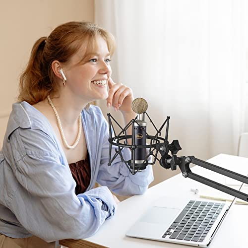 GEEKRIA for Creators Microphone Shock Mount Compatible with Blue Ember, Bluebird SL, Spark SL, Baby Bottle SL & Kiwi, Anti-Vibration for Podcast, Streaming, Studio Recording (Black)