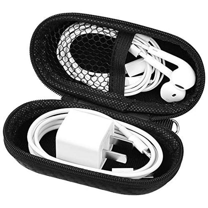 Earbud Case, RISETECH Earphone Carrying Case Holder EVA Headphone Storage Bag Small Zipper Pouch Compatible for EarPods, AirPods, Beats Flex, Urbeats3, Bose Wireless Earbuds -with Carabiner - color: Carbon black